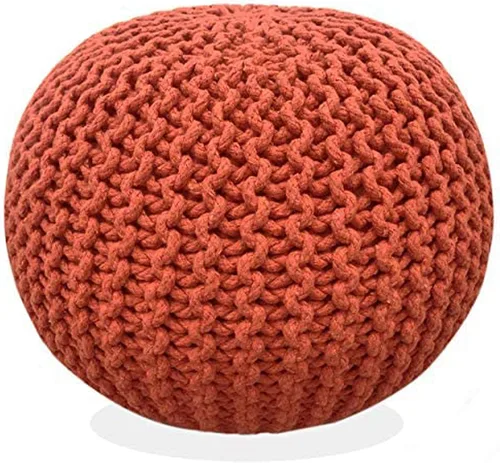 Vista 34 de FRELISH DECOR - Puf redondo otomano tejido a mano, 100% algodón, puf de punto, silla de suelo para sala de estar, reposapiés de dormitorio para sofá
