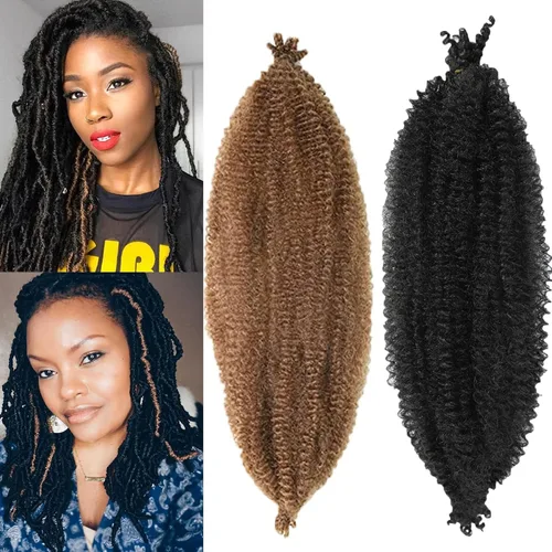 Vista 36 de 3 paquetes de cabello rizado afro elástico de 10 pulgadas, cabello trenzado Marley Twist 1B preseparado de ganchillo sintético suave para rastas