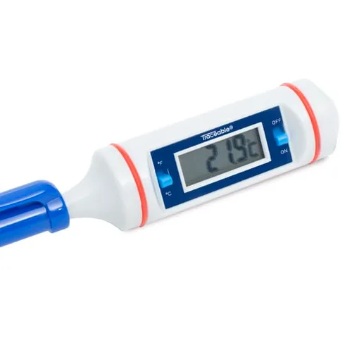 Vista 7 de Termómetro digital rastreable de bolsillo con calibración, 302 °F; vástago largo de 8 pulgadas