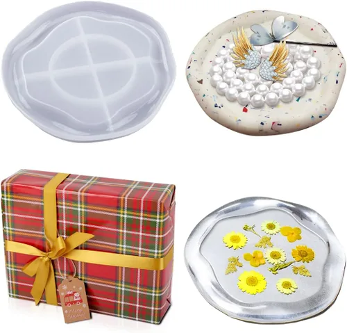 Vista 10 de Voyyphixa Molde de resina ovalada irregular para bandeja de fruta, molde de resina para posavasos de resina de silicona para fundición de epoxi