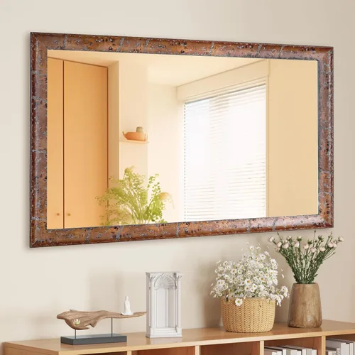 Vista 12 de CULER Espejo de pared de madera blanca para baño, espejos colgantes rectangulares de 20 x 16 pulgadas con marco de madera para sala de estar