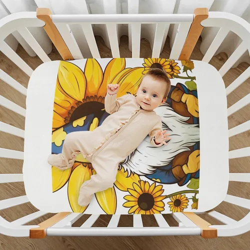 Vista 7 de Fitted Crib Sheets Gnome Sunflower Mini Crib Sheets for Boy & Girl Toddler Mattress Sheets Playard Sheet 21216284