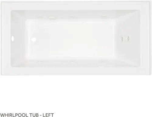 Vista 5 de Signature Hardware 948272-WP-L Sitka - Bañera de hidromasaje acrílica de tres paredes con drenaje izquierdo, menos drenaje, color blanco