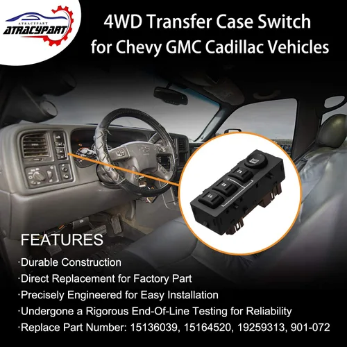 Vista 2 de Interruptor de tracción de rueda 4x4 4WD para 2003-2007 Chevy Silverado Suburban Avalanche Tahoe, GMC Sierra Yukon, Cadillac Escalade Reemplaza