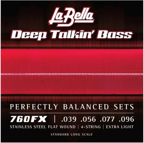 Vista 3 de La Bella 760FS Deep Talkin' - Juego de cuerdas para bajo de acero inoxidable con envoltura plana - Escala larga estándar 45-105