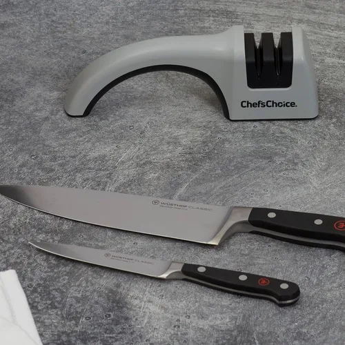 Vista 4 de Chef's Choice Afiladores de cuchillos manuales profesionales para filete de caza de cocina de borde recto de 20 grados y cuchillos de bolsillo
