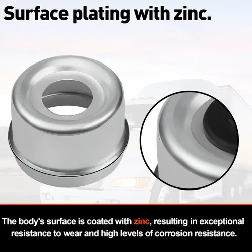 Vista 3 de 4 Tapas de Cubo de Remolque de 1.98", Tapa Antipolvo de Cojinete de Husillo de Remolque Copa de Cubierta de Grasa y 4 Tapones de Goma Adicionales