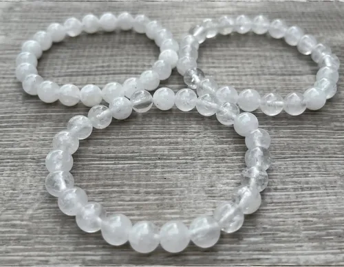 Vista 8 de Grado A++ Pulsera de cuentas de cristal de cuarzo transparente 0.315 in, pulsera de piedras preciosas de cristal auténtico, pulsera protectora