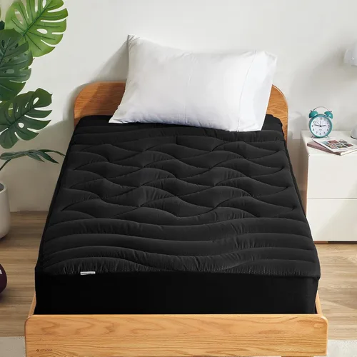Vista 21 de SLEEP ZONE Cubrecolchón refrescante tamaño Twin para cama individual, funda de colchón fresca zonificada de primera calidad, protector de colchón