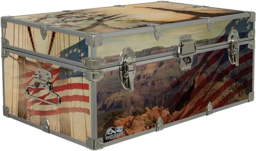 Vista 7 de C&N Footlockers Maletero de diseño Americana para el 4 de julio, 32 x 18 x 13.5 pulgadas (estrellas y rayas)