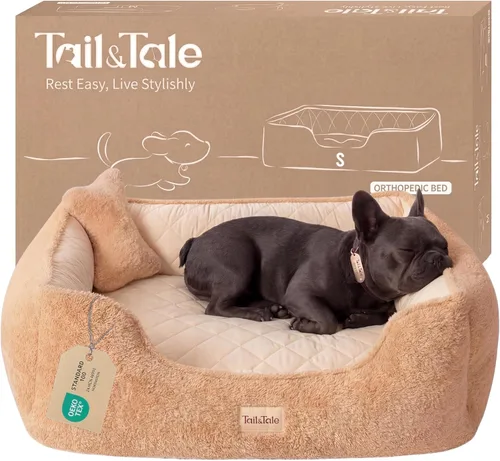 Cama ortopédica refrescante para perros pequeños y cachorros, espuma viscoelástica para dolor articular y artritis, cama para mascotas con funda