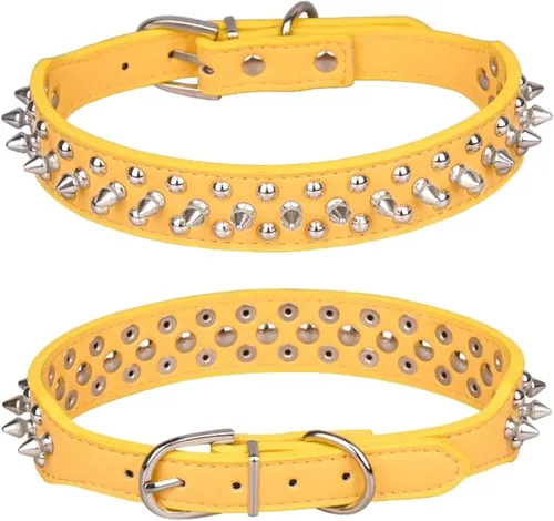 Vista 10 de Collar para perro con pinchos, remache de hongos con tachuelas, ajustable, de piel sintética, collares para mascotas, para gatos, cachorros, perros