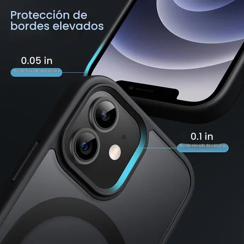 Vista 6 de JETech Funda magnética para iPhone 12 Mini de 5.4 pulgadas, compatible con MagSafe, translúcida mate, delgada, a prueba de golpes, color negro