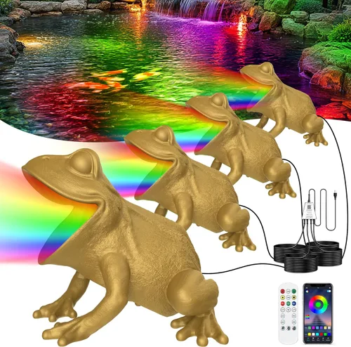 Vista 11 de Luz de estanque RGB con aplicación, luces de fuente de rana de 6 W con transformador de 12 V, luces de estanque subacuáticas impermeables IP68