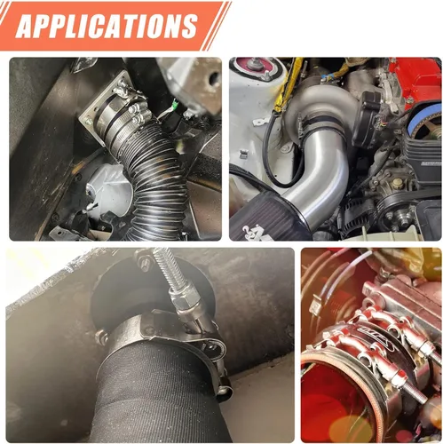 Vista 7 de Paquete de 2 abrazaderas de manguera con perno en T de 2 pulgadas, abrazadera de entrada turbo de acero inoxidable 304, rango de trabajo de 2.20 a