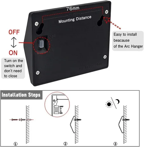 Vista 8 de Paquete de 8 luces solares para exteriores, luces LED solares para escalones, impermeables, color blanco cálido, encendido y apagado automático