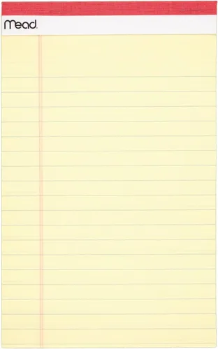 Vista 2 de Mead Canary Junior - Bloc de notas jurídicas, 5 x 8 pulgadas, paquete de 4, 50 hojas (59382)