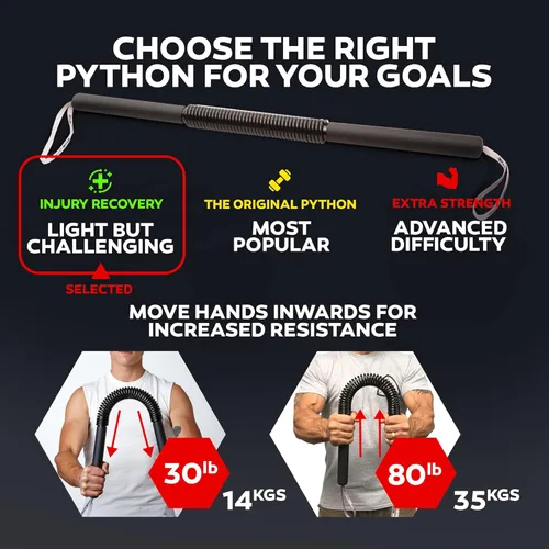 Vista 2 de Barra Power Twister de Python - Equipo de ejercicio para fortalecer la parte superior del cuerpo para pecho, hombro, antebrazo, bíceps y brazos por