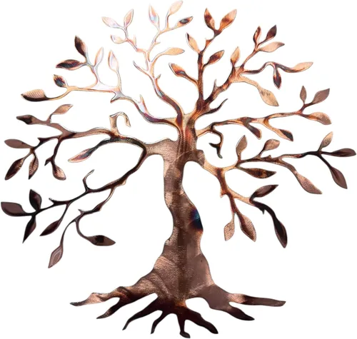 Vista 7 de Decoración de pared de metal con árbol de olivo, diseño del árbol de la vida, para el hogar