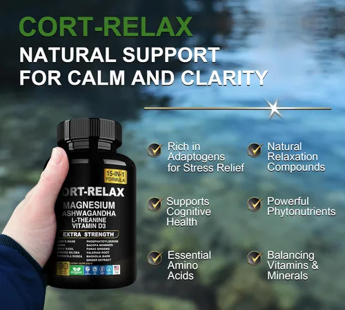 Vista 8 de Suplemento de cortisol súper tranquilo con glicinato de magnesio, Ashwagandha - 90
