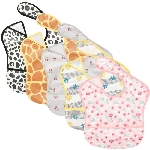 Vista 11 de TSD Baberos impermeables para bebés, paquete de 5 baberos ajustables para la hora de la comida, para recién nacidos, niños pequeños, fáciles