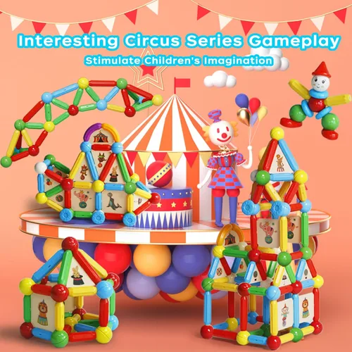 Vista 2 de TOKBLOK Bloques de construcción magnéticos para niños y niñas, 132 piezas de palos y bolas magnéticas creativos, juguetes de construcción STEM