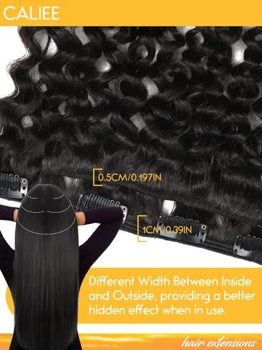 Vista 4 de Caliee Jerry - Cabello humano rizado con clip, 12 pulgadas, color negro Jerry Curly #1B