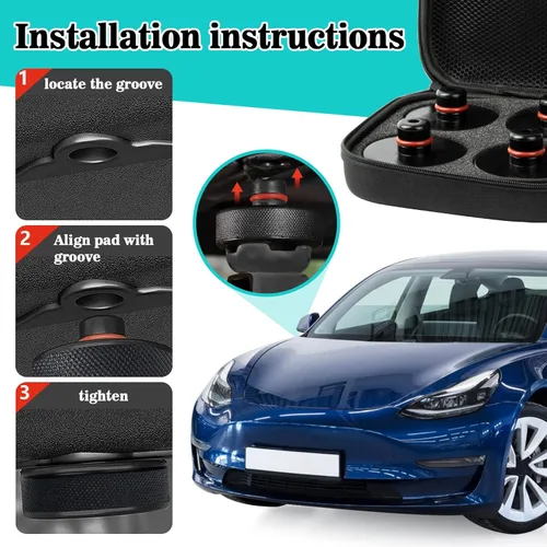 Vista 6 de PSLER Almohadilla para gato para Tesla 3/Y/X/S - Discos de gato elevador para Tesla Model 3 Y X S Accesorios Soporte de gato de piso rápido