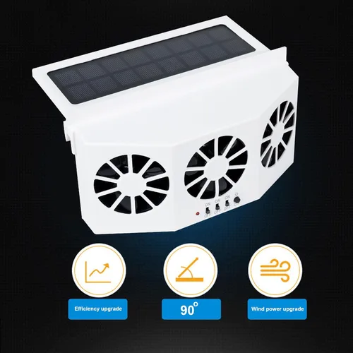 Vista 6 de Unifizz Ventilador de ventana delgada solar Ventilador de escape de coche con tres ventiladores 1.5W ABS negro