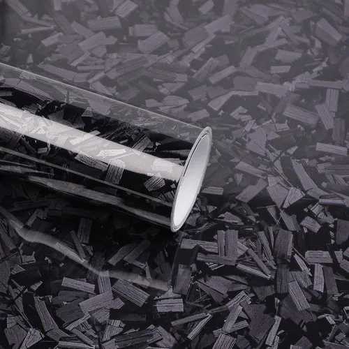 Vista 18 de Lypumso Rollo de vinilo de fibra de carbono forjado negro mate, antiarrugas, libre de burbujas, calcomanía de repuesto para auto, vinilo