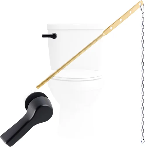 Vista 10 de Hygie Rinse Palanca de inodoro de metal, reemplazo de palanca de descarga, mango universal de montaje frontal con cadenas de solapa de acero Blanco