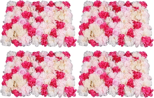 Vista 17 de Paneles de pared de flores artificiales de 16 x 24 pulgadas, tapetes de pared de flores de seda para jardín al aire libre, patio, valla, valla de 4