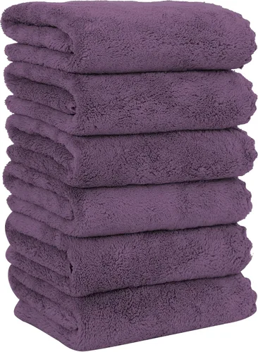 Vista 32 de MOONQUEEN Paquete de 6 toallas de mano de alta calidad, secado rápido, toallas de microfibra de terciopelo coral altamente absorbentes, multiusos