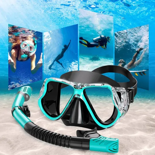 Vista 2 de Greatever Máscara de buceo, máscara de esnórquel antivaho para adultos, gafas de natación con cubierta para la nariz