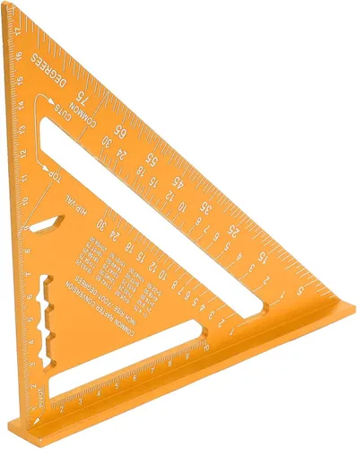 Vista 4 de ViaGasaFamido Pequeño carpintero cuadrado Rafter transportador cuadrado regla triangular aleación de aluminio diseño cuadrado herramienta