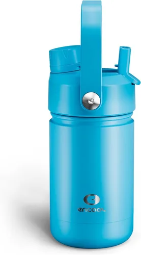 Vista 125 de Botella de agua aislada con popote para niños, botella de agua de acero inoxidable de 12 onzas con boquilla doble, a prueba de fugas, sin BPA, al