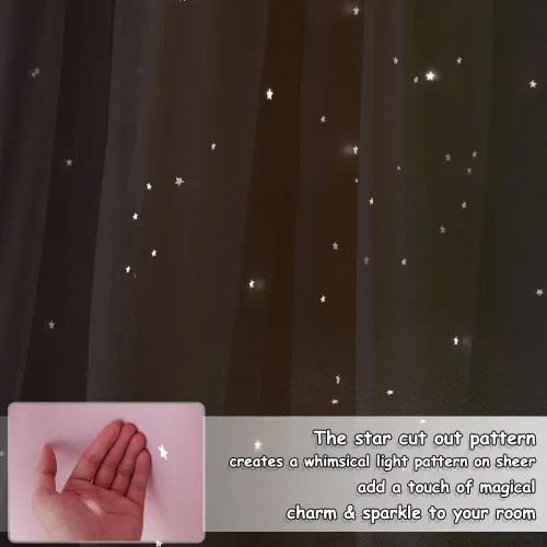 Vista 5 de Nicetown. - Cortinas de capas superpuestas, capa opaca y capa translúcida, con ojales en la parte superior (52 pulgadas de ancho).