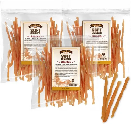 Vista 10 de Gootoe Golosinas para perros, carne seca de pollo para perros, golosinas de entrenamiento para perros; alta en proteínas, sin gluten