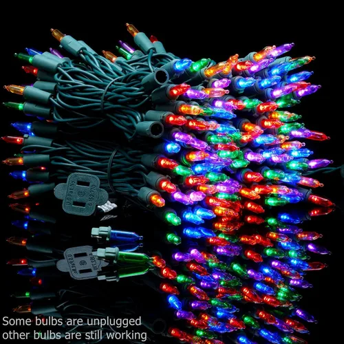 Vista 6 de YULETIME Juego de 200 luces LED de Navidad multicolor, 66 pies, cable verde, certificación UL, grado comercial, juego de luces navideñas (multicolor)