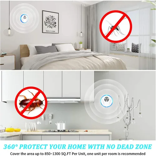 Vista 6 de Repelente ultrasónico de plagas para interiores, repelente de roedores y ratones, control electrónico de plagas para cucarachas, mosquitos, arañas