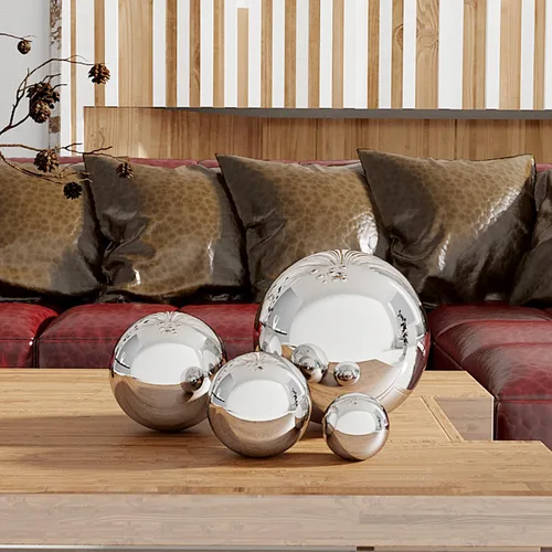 Vista 3 de Kunjocy 8 bolas decorativas de acero inoxidable para cuencos de centro de mesa, tamaño surtido, orbes de metal, bolas decorativas, globos de espejo