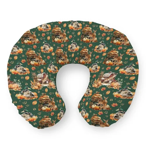 Vista 12 de Fall Deer Hunting Nursing Pillow Covers Autumn Duck Hunt Pumpkins Leaves Soft Stretchy Nursing Cover for Breastfeeding Pillows Neutral Countryside