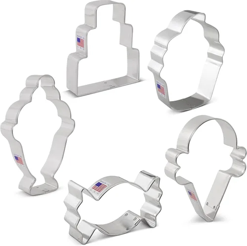 Vista 8 de Ann Clark - Cortadores de galletas de dulces y dulces, 5 unidades, hechos en los Estados Unidos, cono de helado, cupcake, dulces, cupcakes