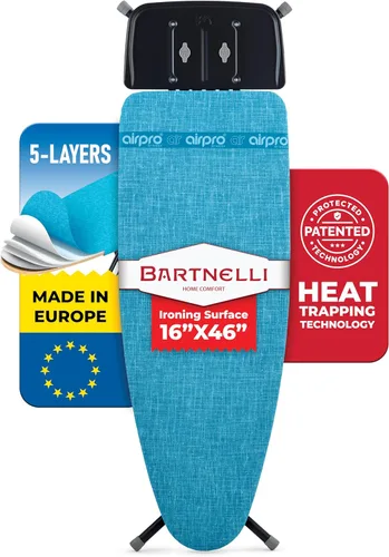 Vista 11 de Bartnelli - Tabla de planchar de servicio pesado 48x15 Diseñada y fabricada en Europa con tecnología patentada, zonas turbo y de apoyo