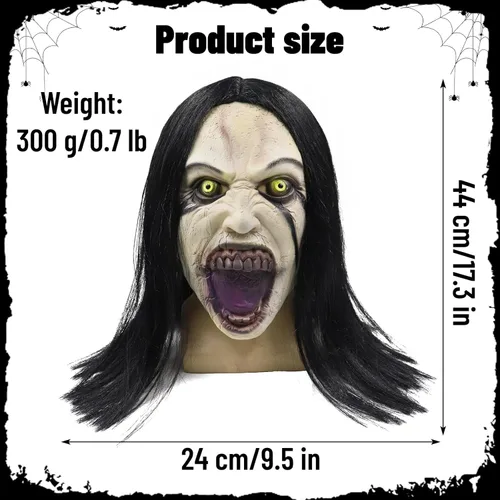 Vista 4 de vickkt Crying Female Creepy Zombie Ghost Mask Mujer Maldito Horror Orpse En Halloween Cosplay Props Tricky Funny Full Headgear