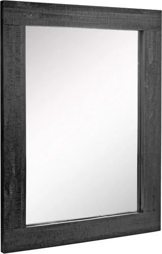 Vista 2 de Stonebriar 24" x 18" Rectangle Black Wood Frame Wall Mirror with Attached Hanging Brackets, Decorative Country Rustic Decor for The Living Room