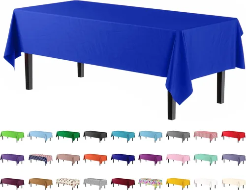 Vista 16 de Exquisito paquete de 4 manteles de plástico blanco desechables de 84 pulgadas de Party Solids - Mantel redondo desechable para fiestas - Manteles
