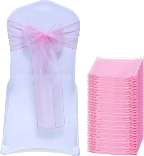 Vista 21 de Bandas de organza para decorar sillas en bodas y eventos, 100 unidades, organza, Manzana Verde (Apple Green), 10