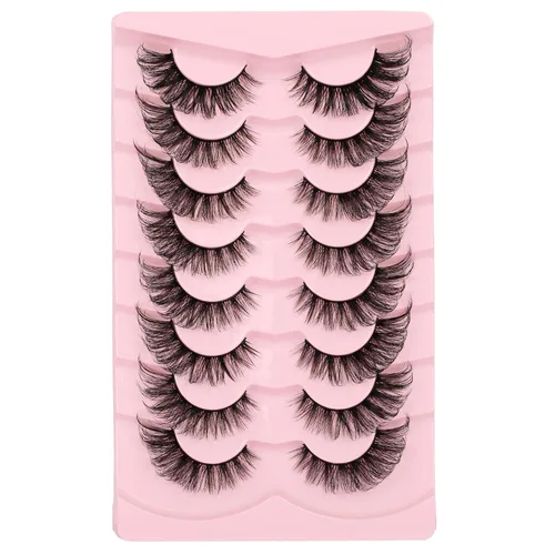 Vista 8 de Gmagictobo Pestañas postizas marrones, pestañas naturales, ojo de gato, pestañas de banda transparente, pestañas esponjosas, paquete de 8 pares