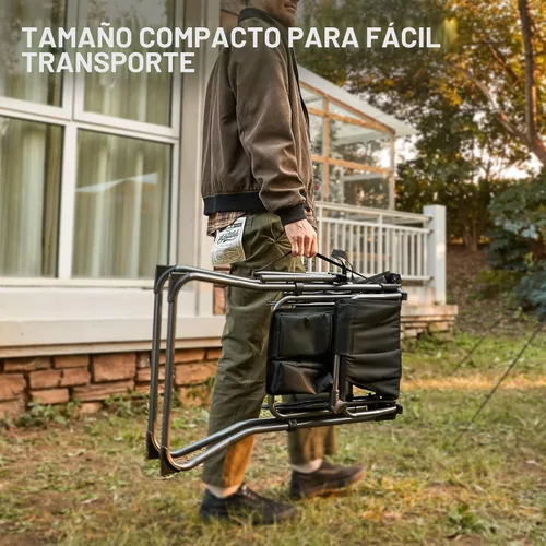 Vista 6 de EVER ADVANCED Silla de camping plegable portátil de 30.7 pulgadas de altura de asiento, silla de directores, taburete de bar plegable alto con mesa
